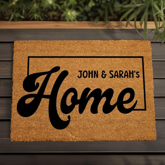 Custom Family Name Coir Doormat, Personalized Welcome Entryway Rug, Farmhouse Patio Home