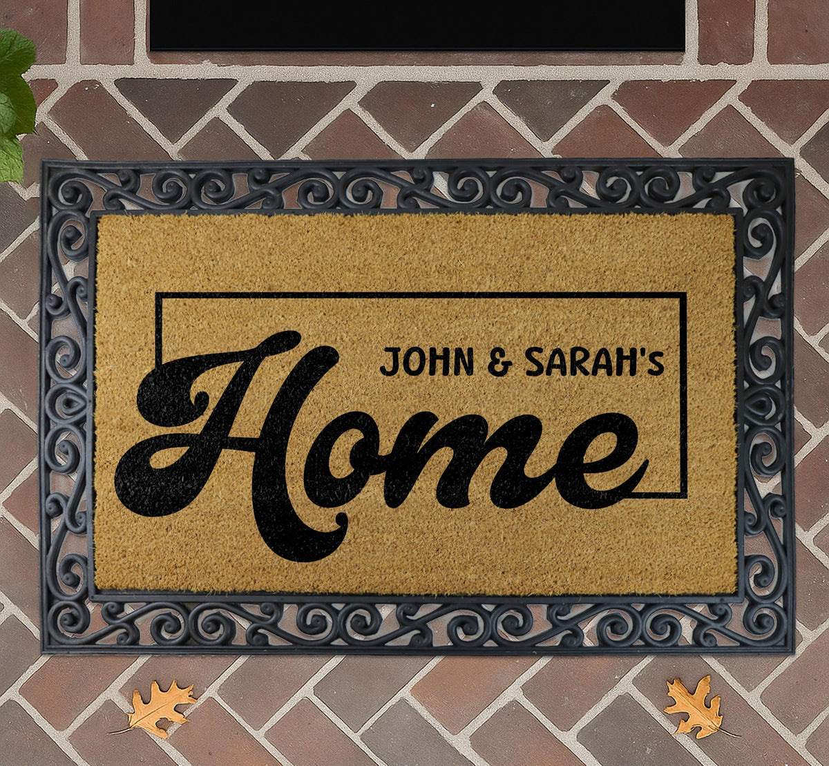 Custom Family Name Coir Doormat, Personalized Welcome Entryway Rug, Farmhouse Patio Home