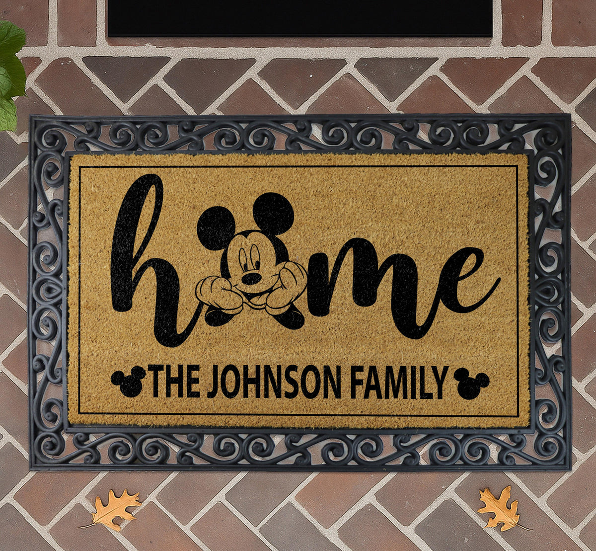 Custom Mouse Home Doormat, Personalized Family Name Welcome Mat, Cute Entry Rug, Coir Door Mat
