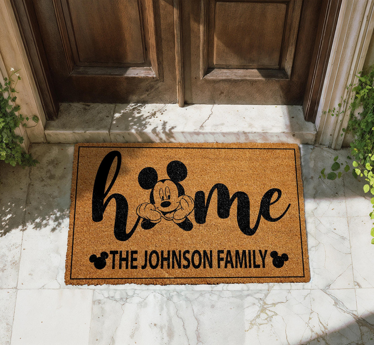 Custom Mouse Home Doormat, Personalized Family Name Welcome Mat, Cute Entry Rug, Coir Door Mat