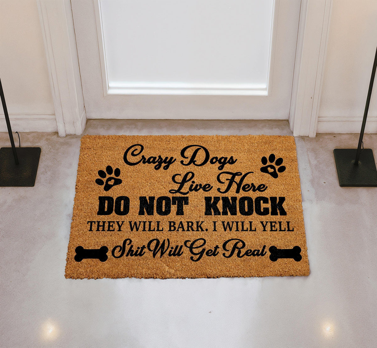 Crazy Dogs Live Here Do Not Knock Doormat, Dog Lover Gift, Rude Pet Welcome Mat