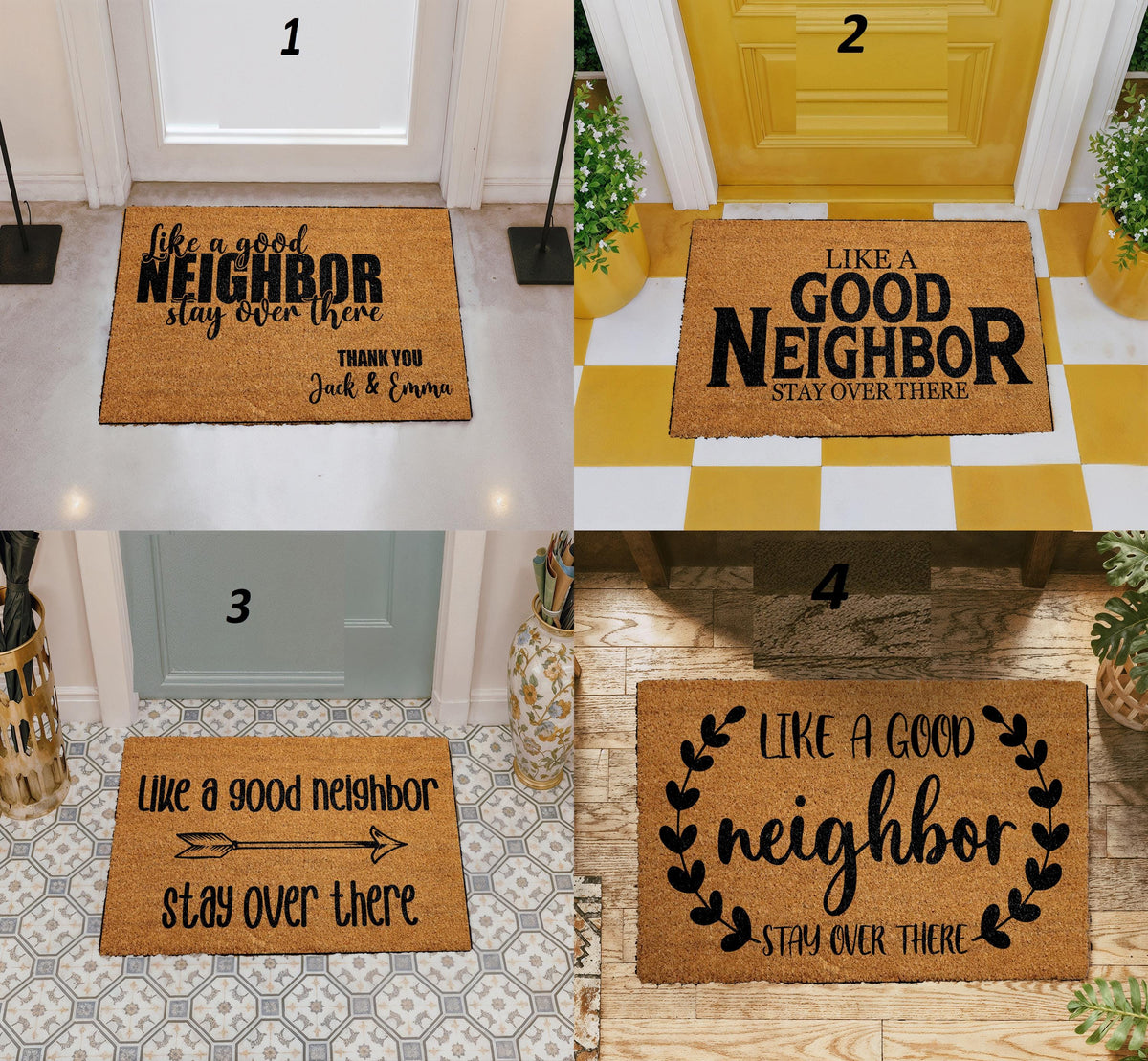 Like a Good Neighbor Stay Over There Doormat, Custom Funny Welcome Mat