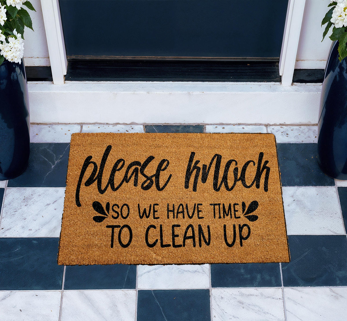 Knock Slowly So We Have Time To Clean Up Doormat, Funny Welcome Mat, Humorous Entryway Rug