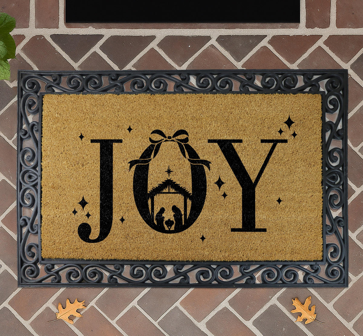 JOY Nativity Scene Doormat, Religious Christmas Welcome Mat