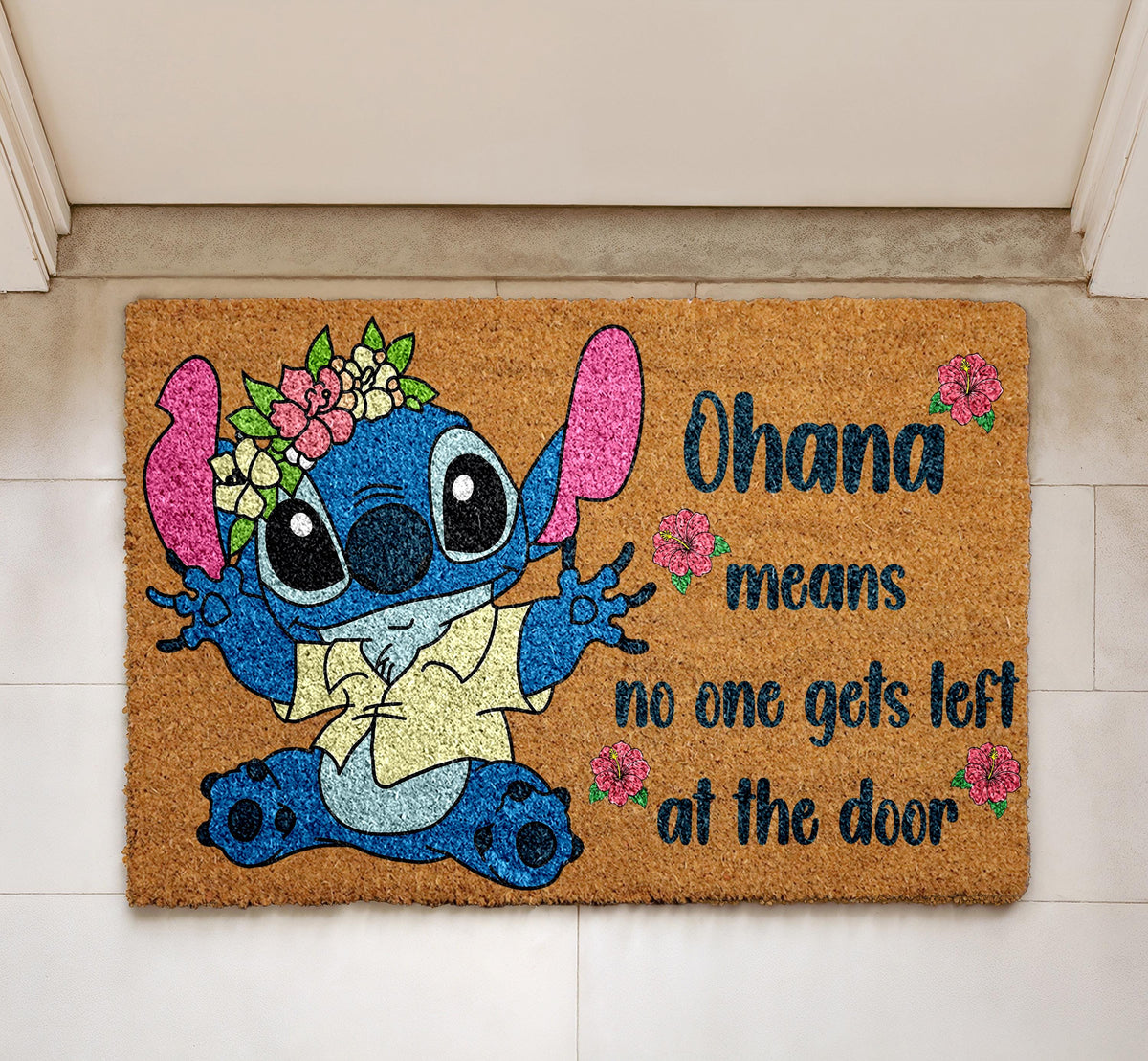 Ohana Means Family Doormat, Hawaiian Quote Welcome Mat, Cute Entry Rug, Coir Door Mat