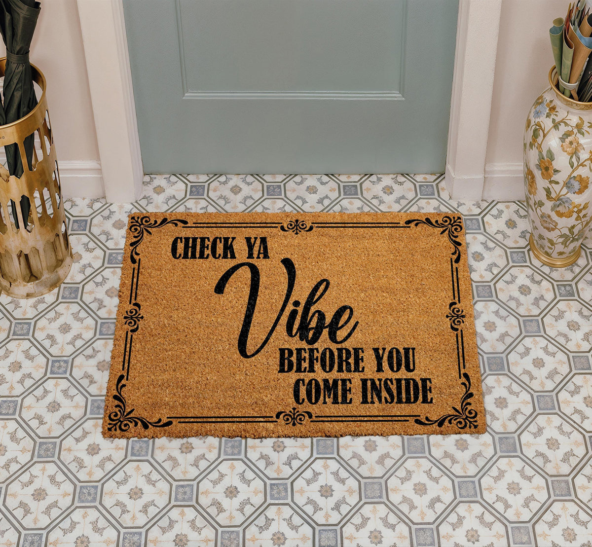 Check Ya Vibe Before You Come Inside Doormat, Humorous Welcome Mat