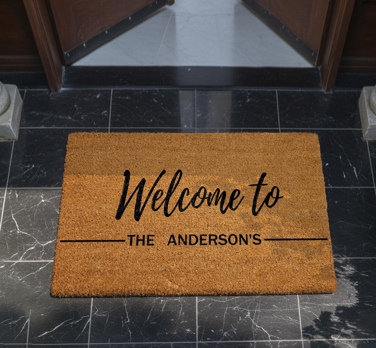 Personalized Family Name Welcome Doormat, Custom Last Name Porch Decor, Couples New Home Gift