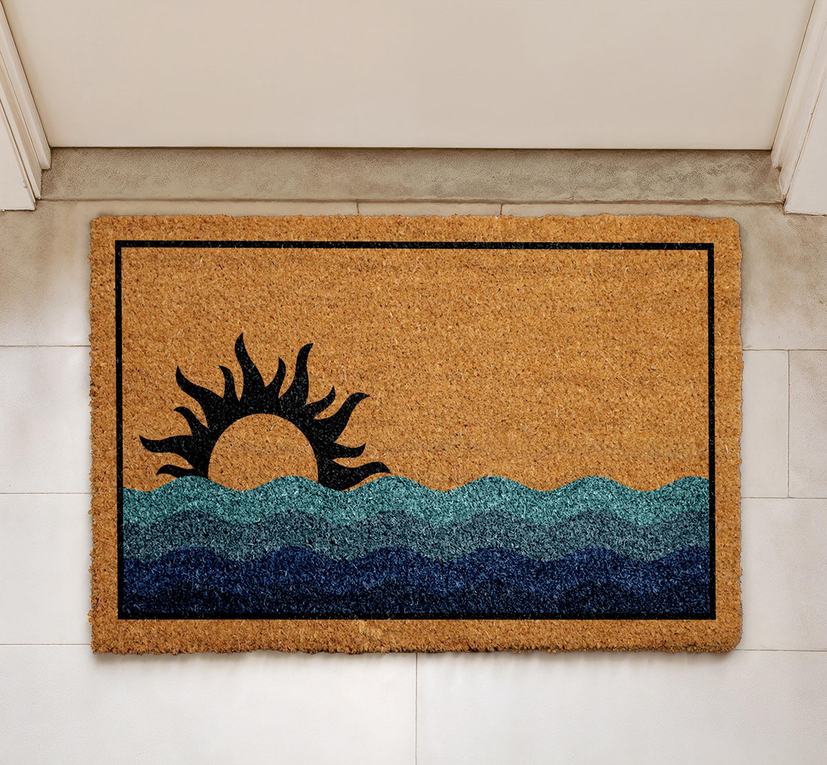 Sunset Ocean Doormat, Beach House Welcome Mat, Coastal Housewarming Gift