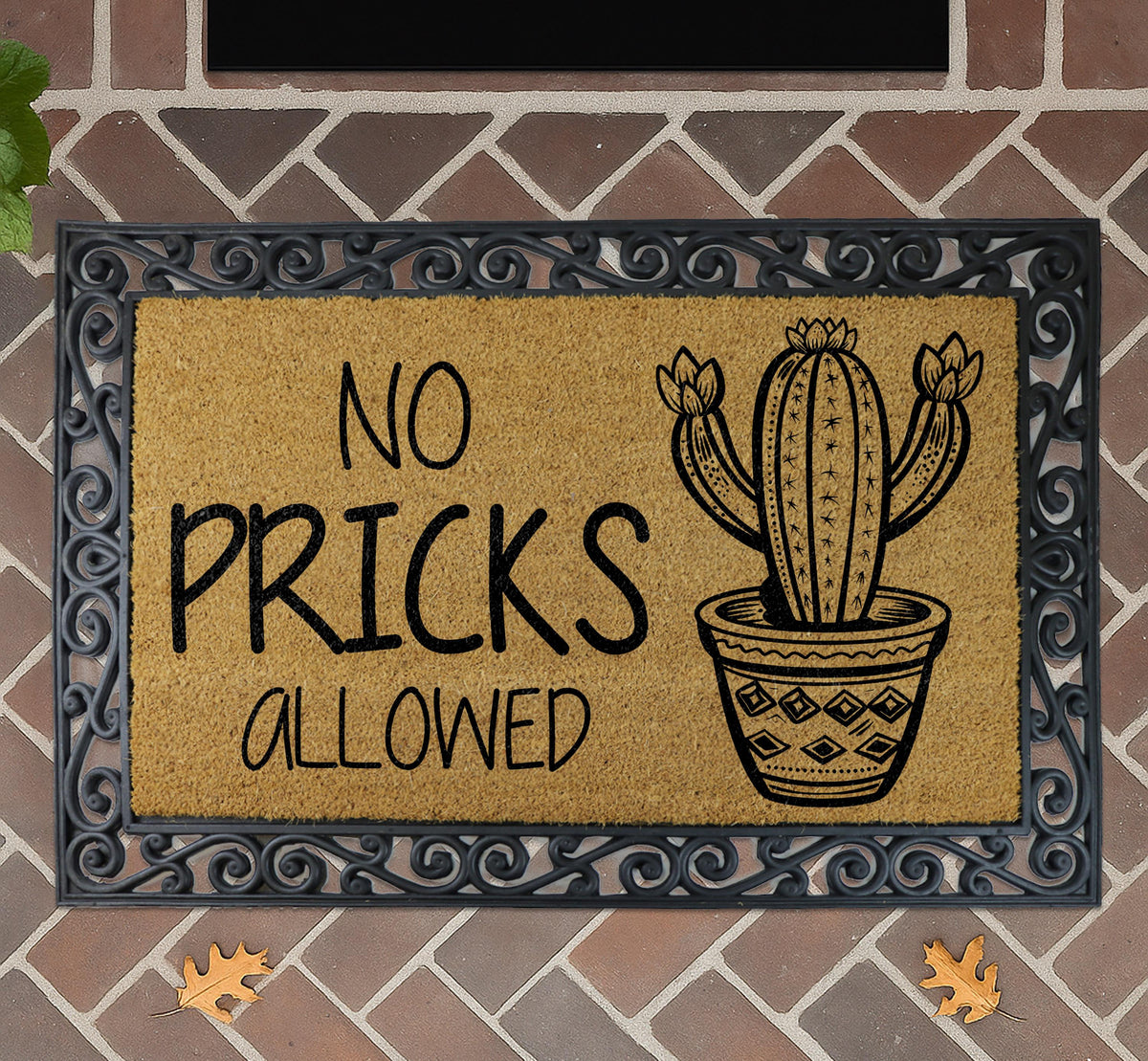 No Pricks Allowed Doormat, Funny Cactus Welcome Mat, Cactus Lover Housewarming Gift