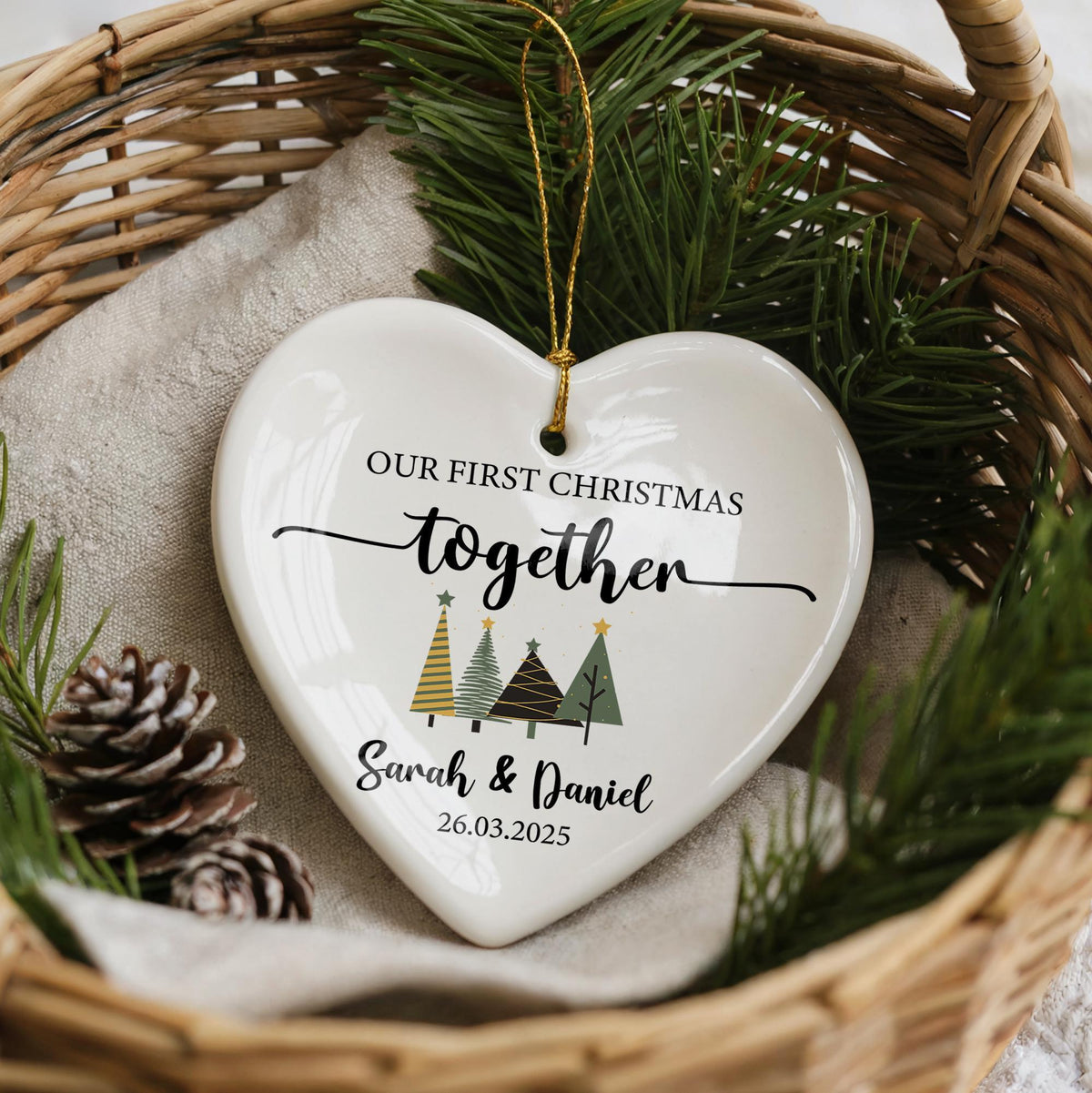 Personalized Newlywed Christmas Ornament, First Christmas Together Keepsake