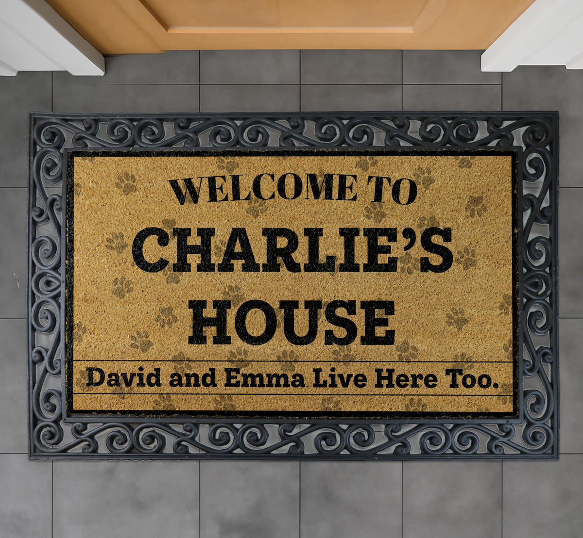 Personalized Pet House Doormat, Custom Dog Cat Name Welcome Mat
