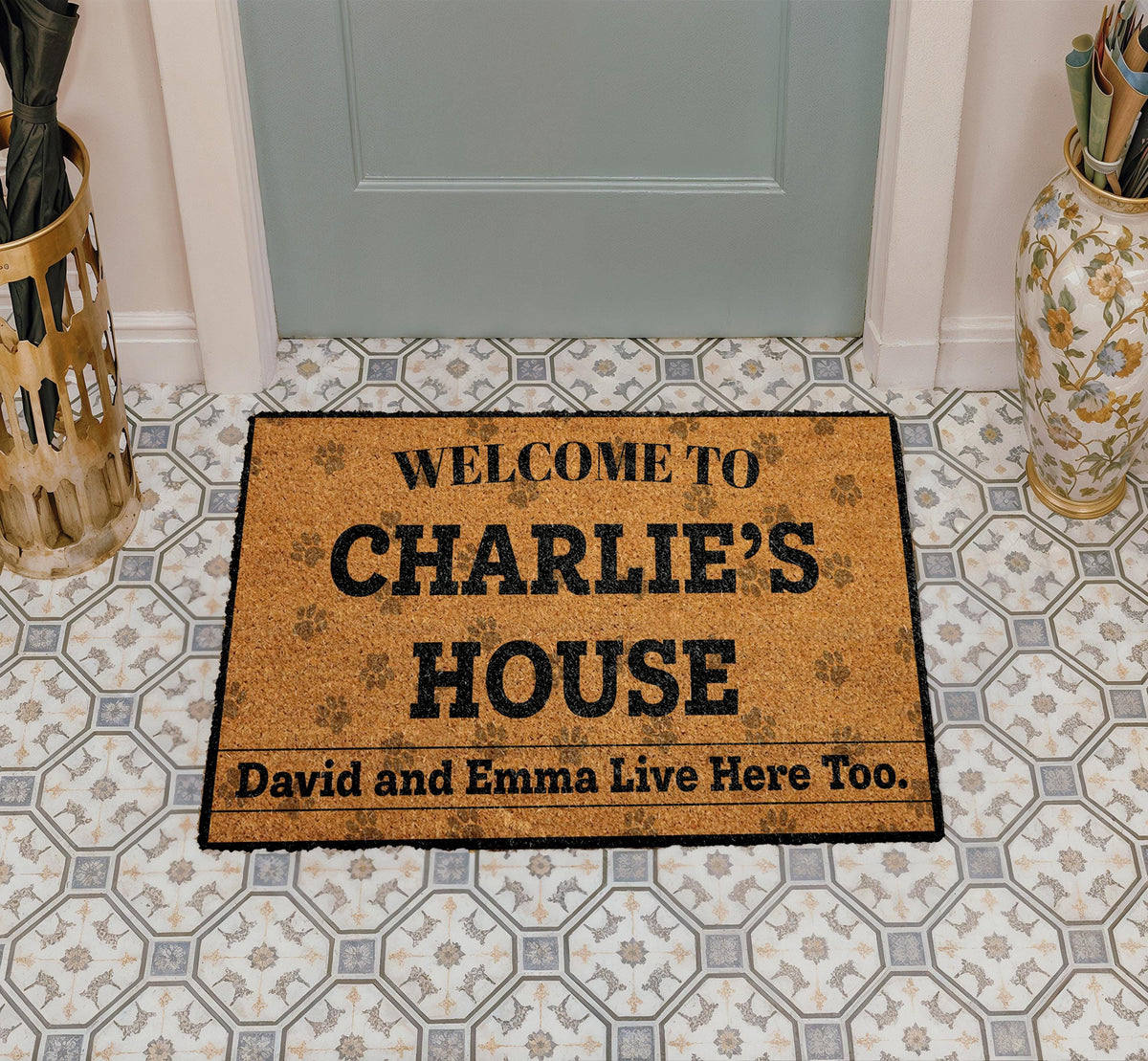 Personalized Pet House Doormat, Custom Dog Cat Name Welcome Mat