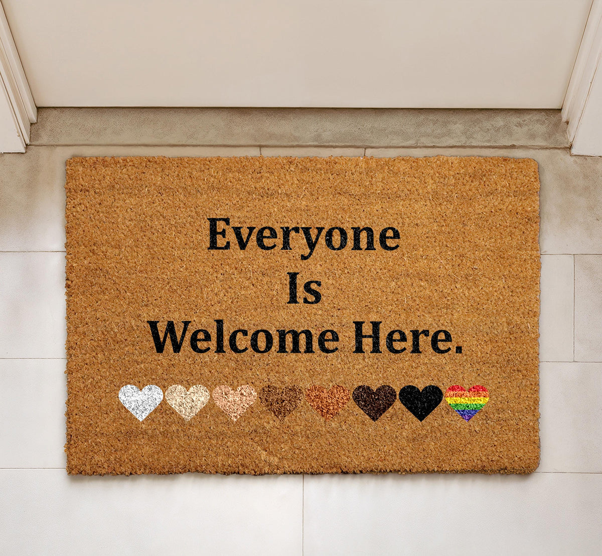 Everyone Is Welcome Here Doormat, Diversity and Inclusion Coco Door Mat, Equality Entryway Rug