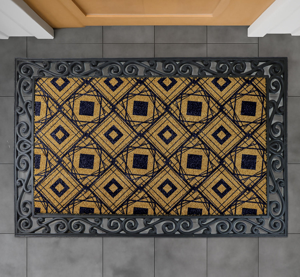 Geometric Pattern Doormat, Modern Art Welcome Mat, Abstract Home Decor