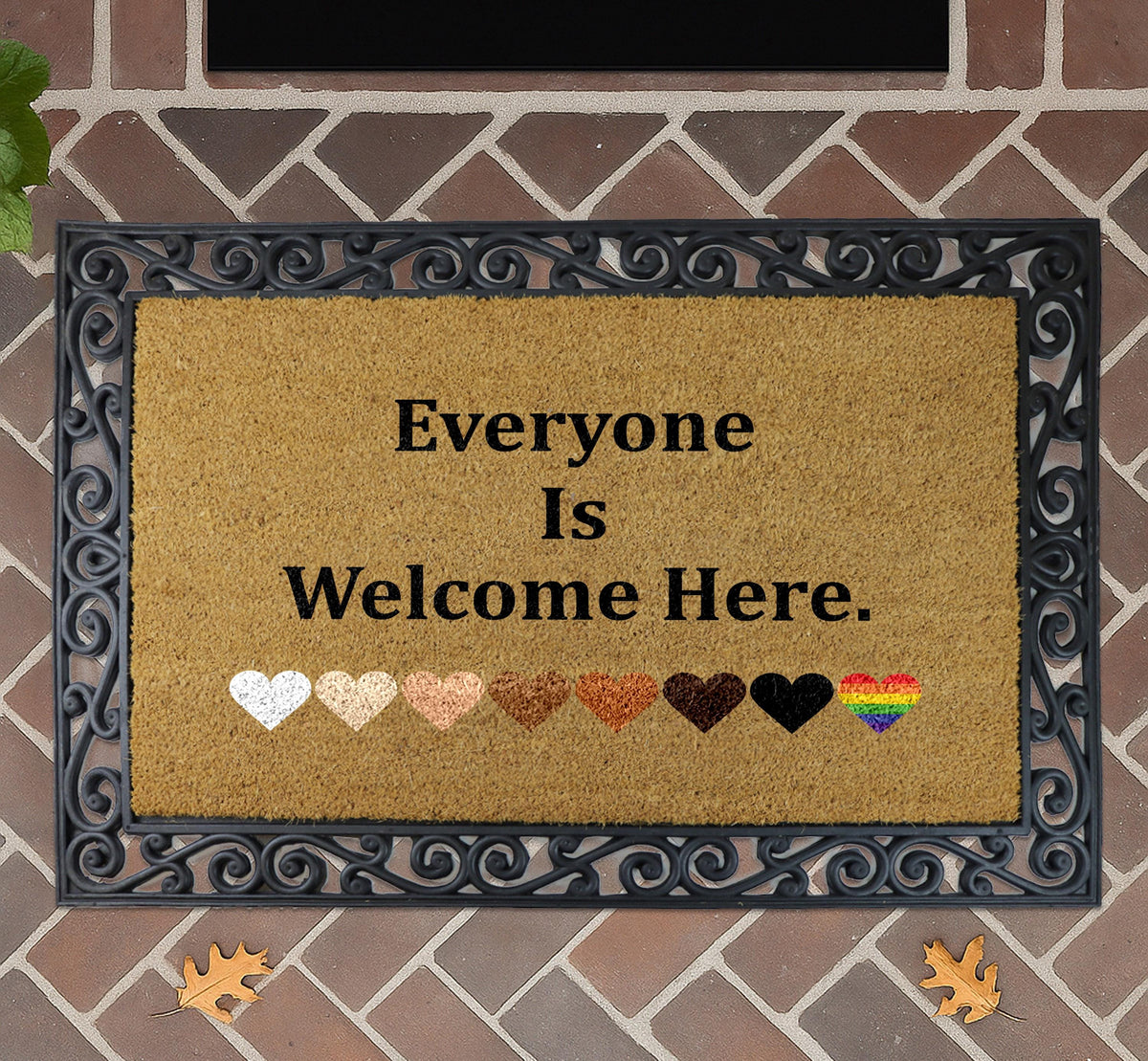 Everyone Is Welcome Here Doormat, Diversity and Inclusion Coco Door Mat, Equality Entryway Rug