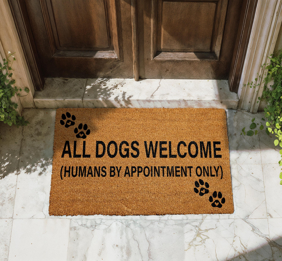 All Dogs Welcome Door Mat, Funny Dog Lover Door Mat, Pet Owner Gift, Dog Paw Print Doormat