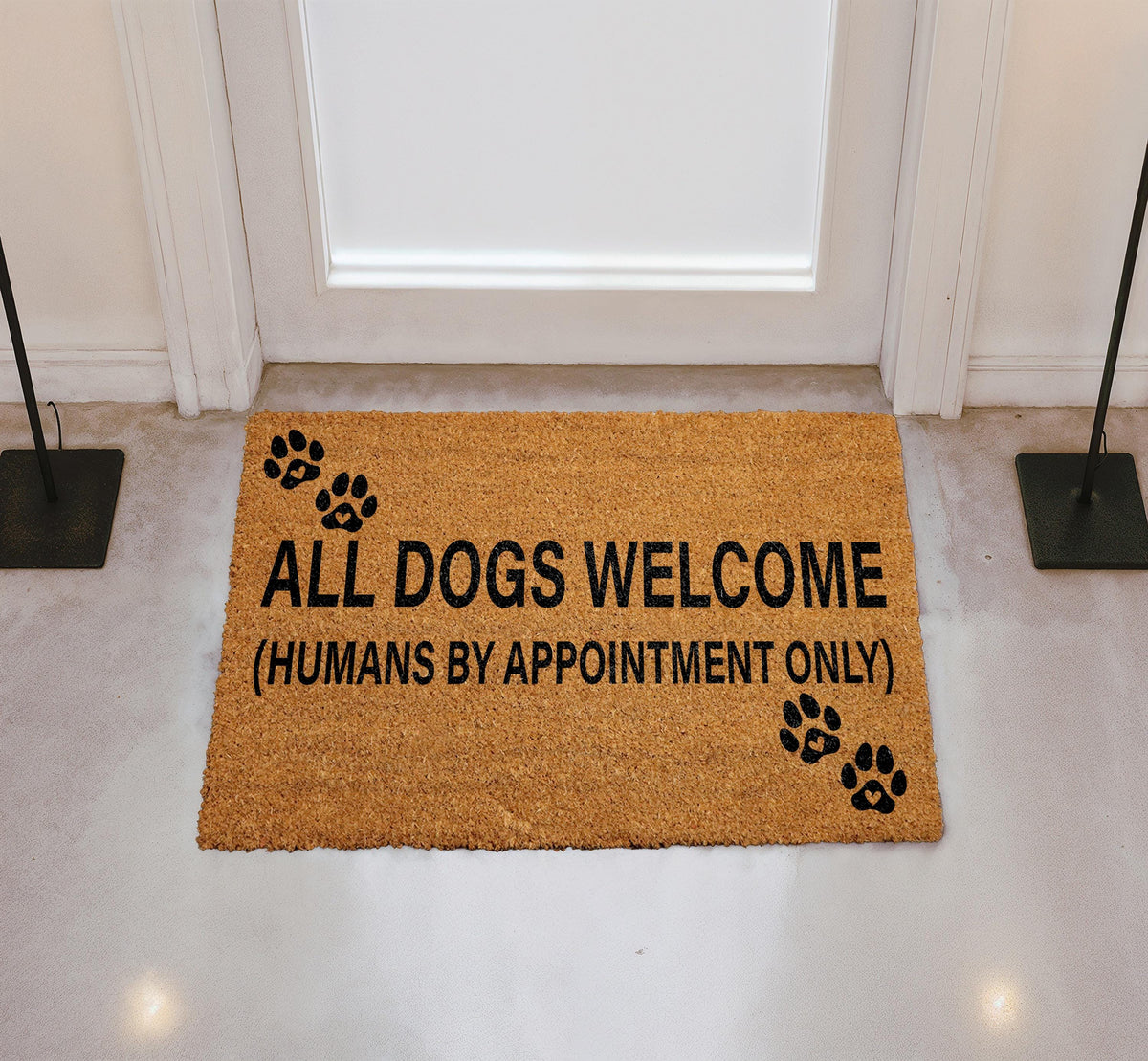 All Dogs Welcome Door Mat, Funny Dog Lover Door Mat, Pet Owner Gift, Dog Paw Print Doormat
