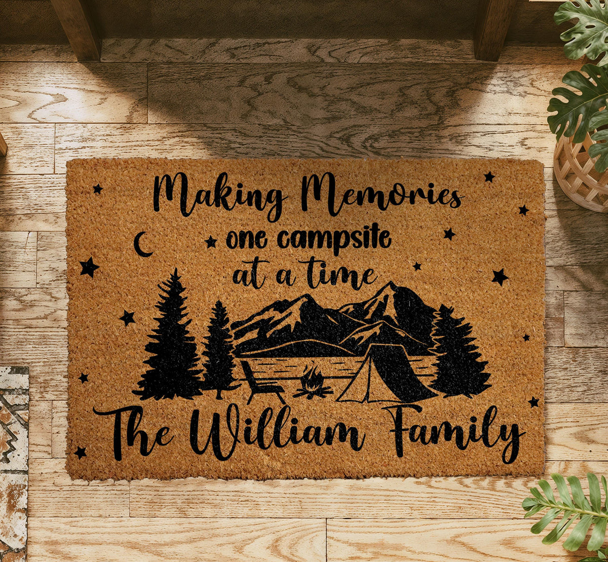 Custom Making Memories One Campsite Doormat, Personalized Family Camping Gift