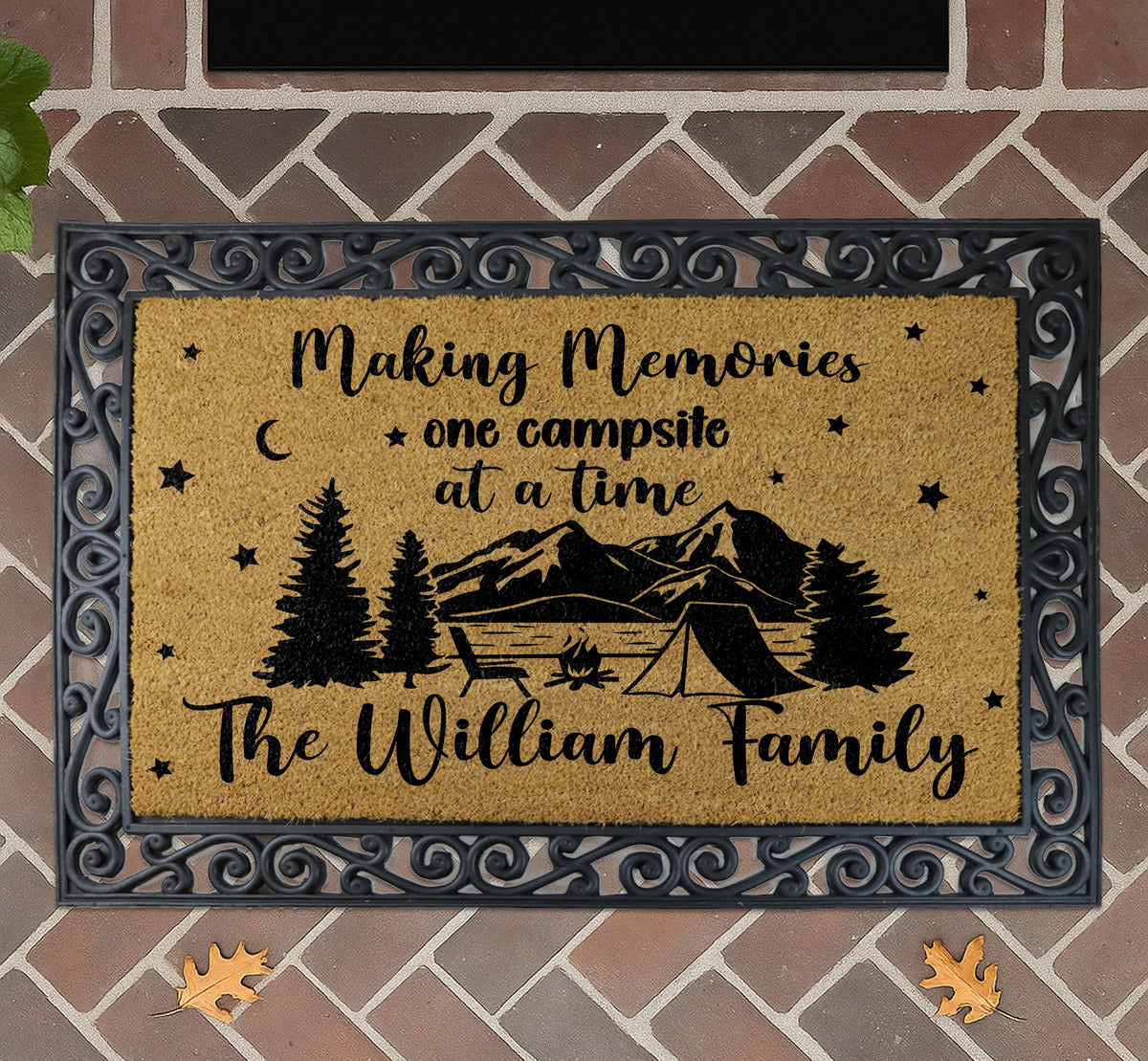Custom Making Memories One Campsite Doormat, Personalized Family Camping Gift