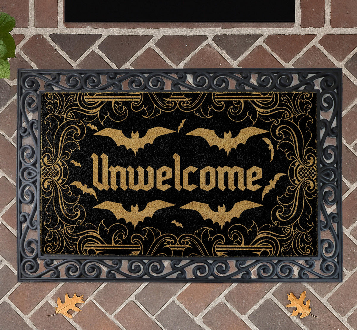 Unwelcome Bat Doormat, Halloween Welcome Mat, Spooky Season Home Decor, Fall Front Porch Rug
