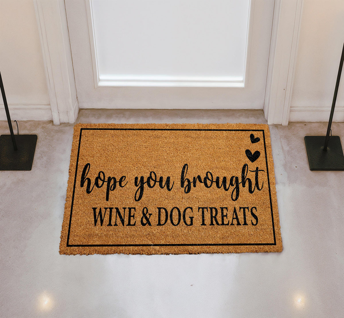 Hope You Brought Wine and Dog Treats Doormat, Funny Welcome Mat, Dog Lover Front Door Rug