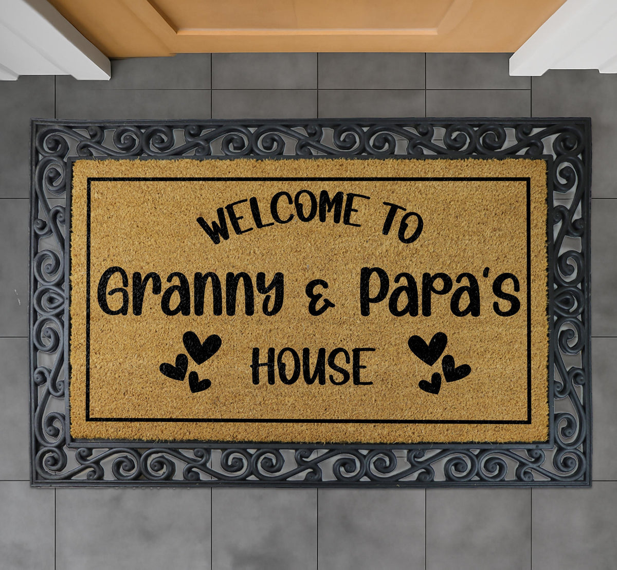 Welcome to Granny & Papa's House Doormat, Grandparents Welcome Mat, Family Home Decor