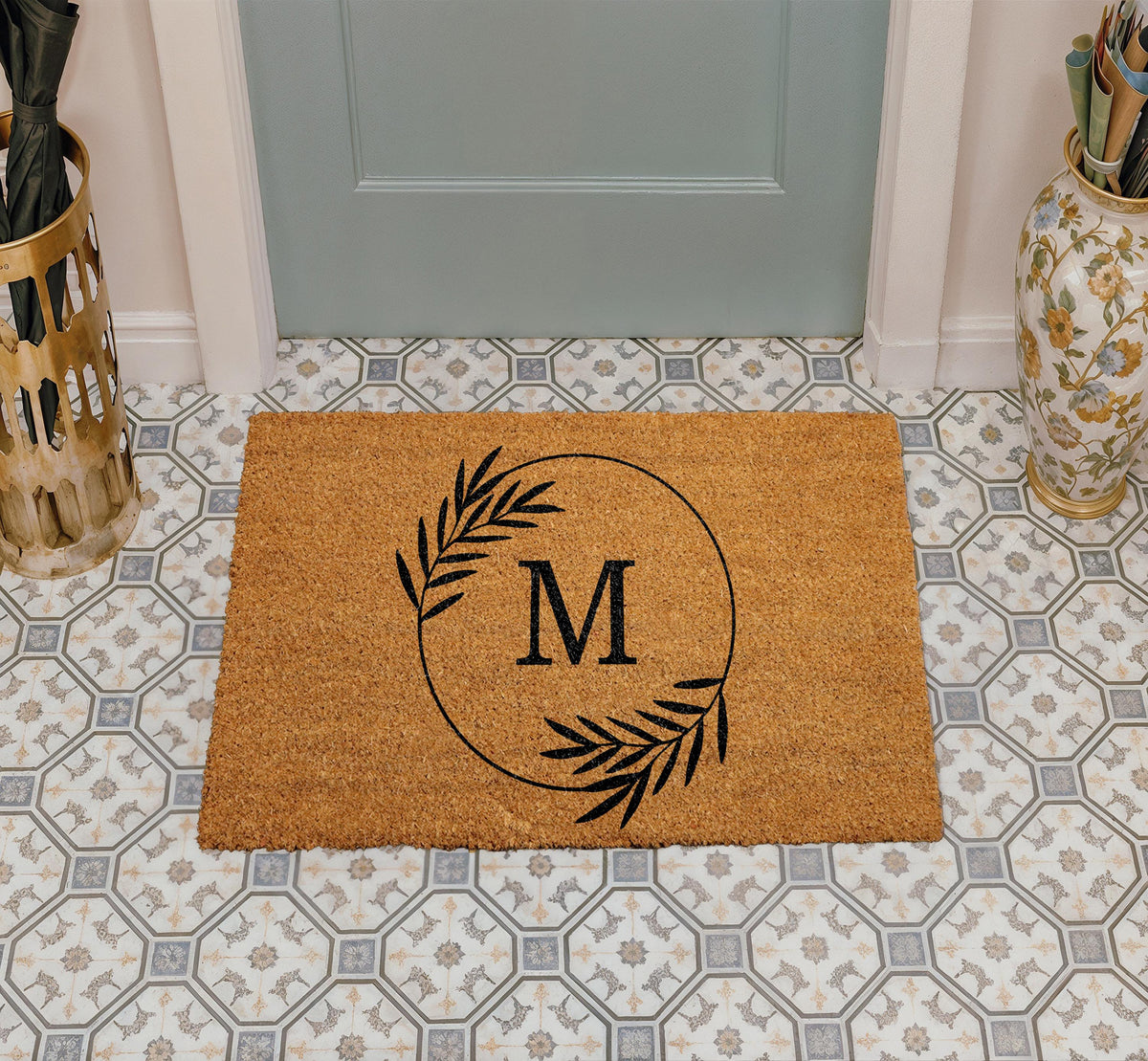 Personalized Natural Coir Monogram Doormat, Custom Family Name Welcome Mat