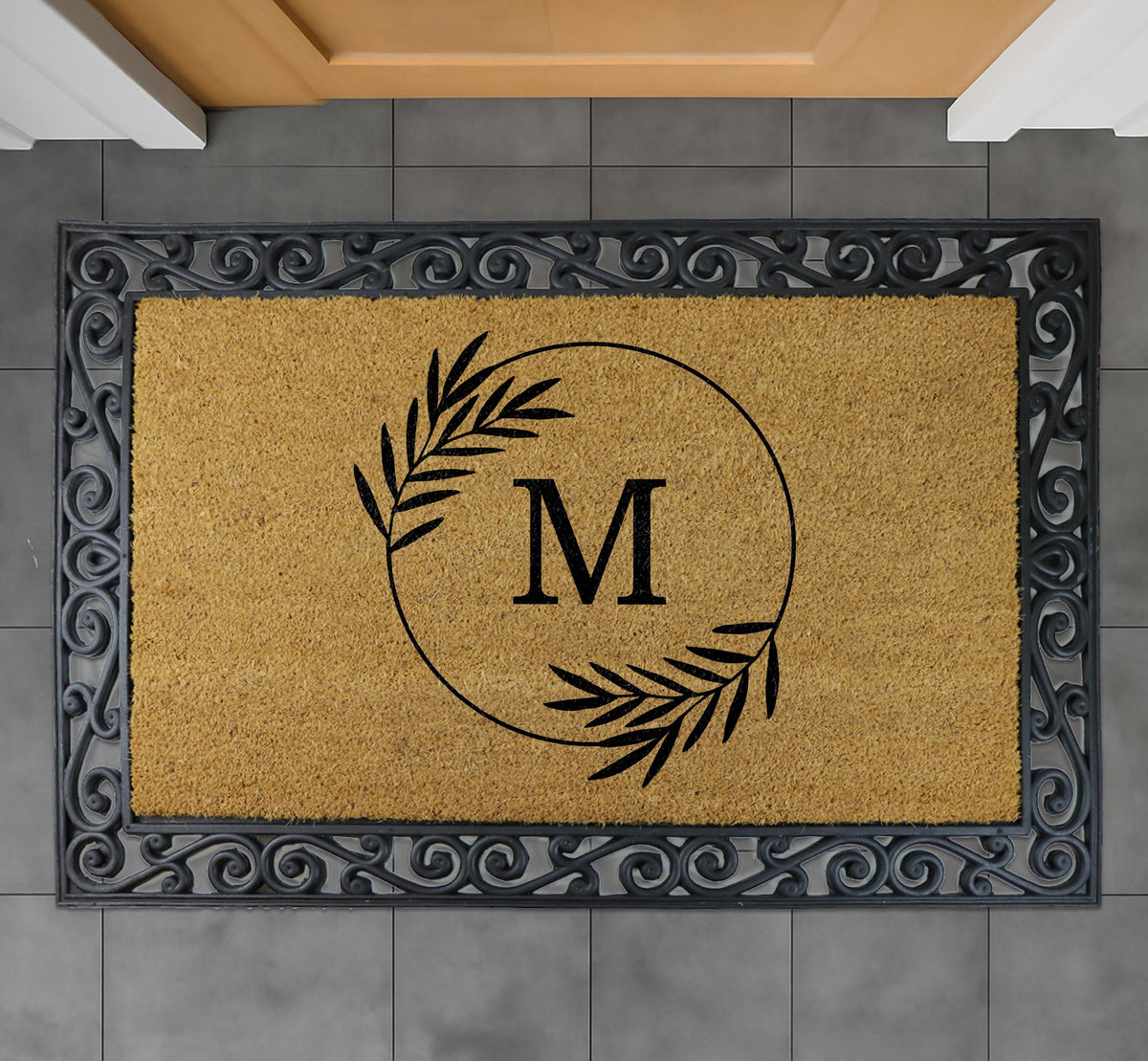 Personalized Natural Coir Monogram Doormat, Custom Family Name Welcome Mat
