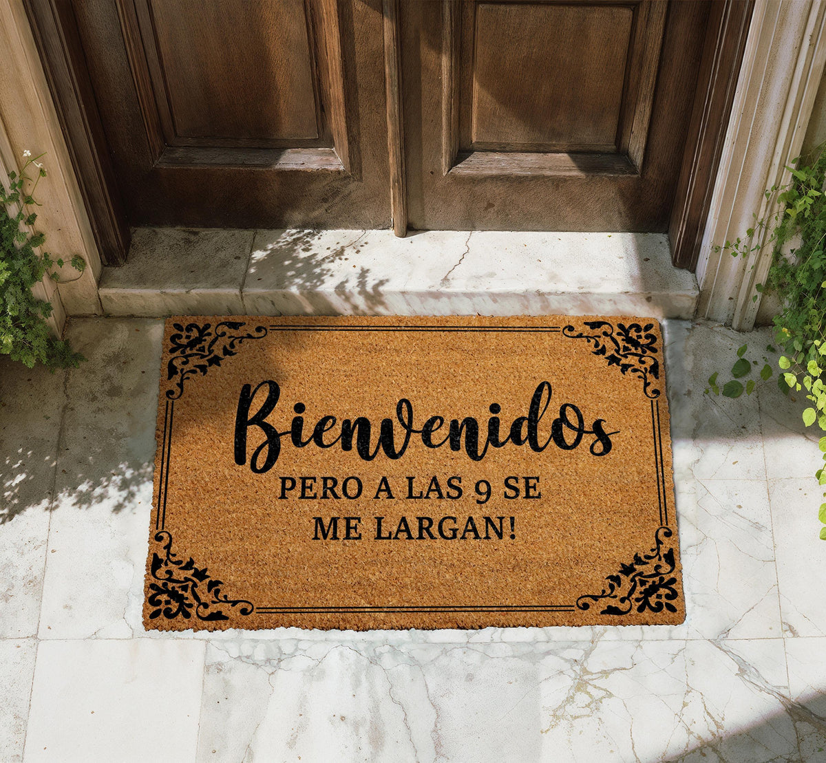 Bienvenidos Pero A Las 9 Se Me Largan Doormat, Funny Spanish Welcome Mat