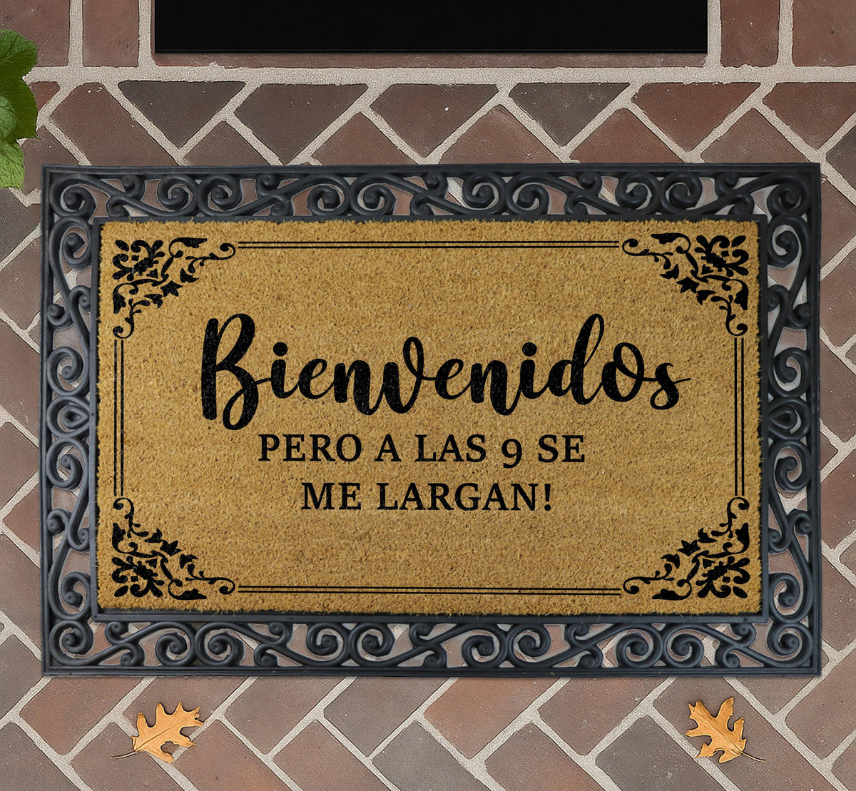 Bienvenidos Pero A Las 9 Se Me Largan Doormat, Funny Spanish Welcome Mat