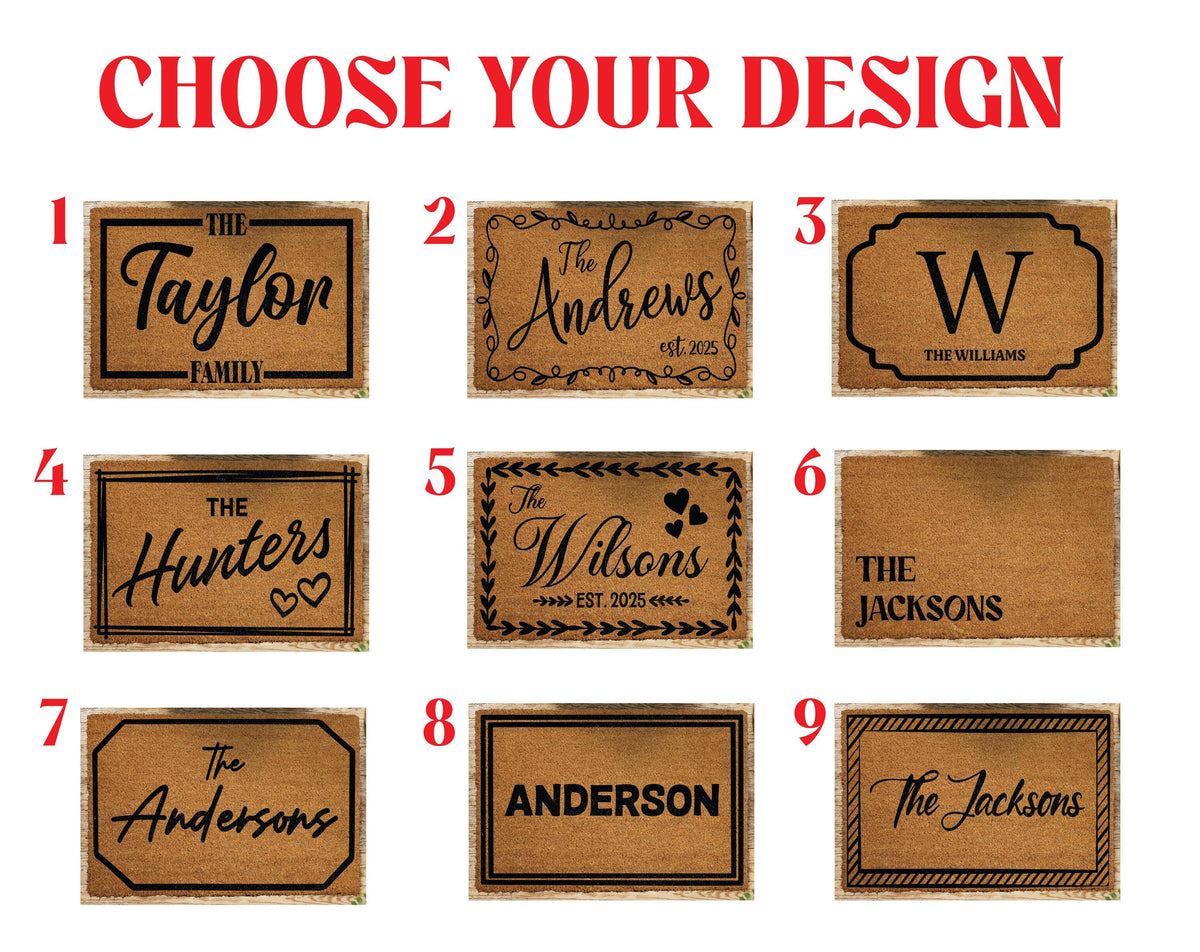 Custom Last Name Est. Year Door Mat, Family Name Doormat, Personalized Housewarming Gift