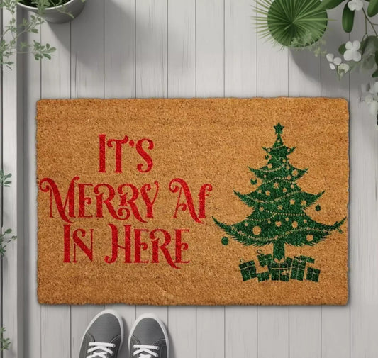 It's Merry AF In Here Christmas Doormat, Funny Holiday Welcome Mat