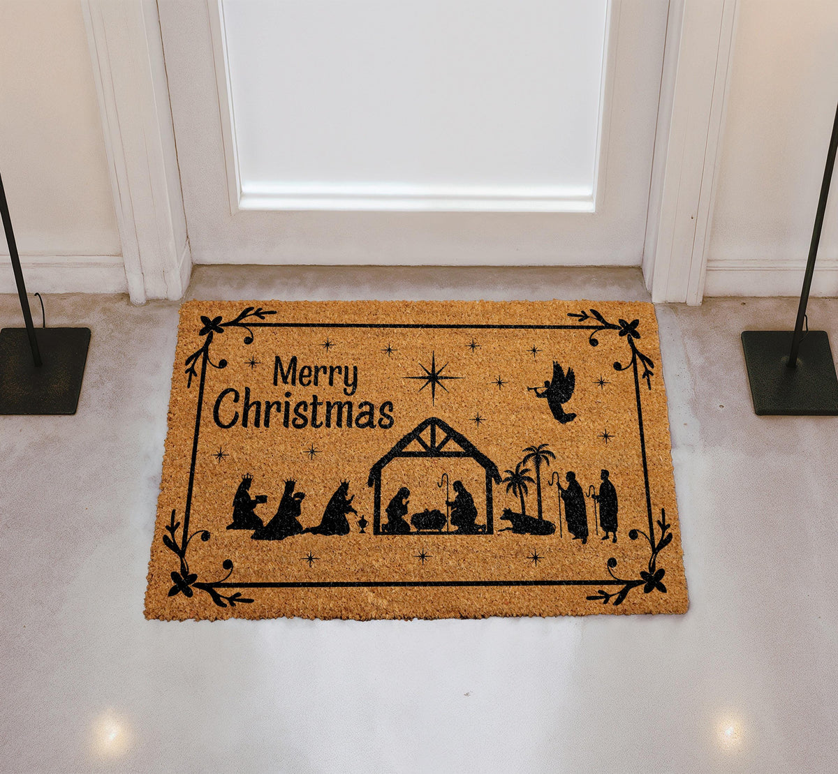 Nativity Christmas Doormat, Merry Christmas Welcome Mat, Religious Holiday Mats