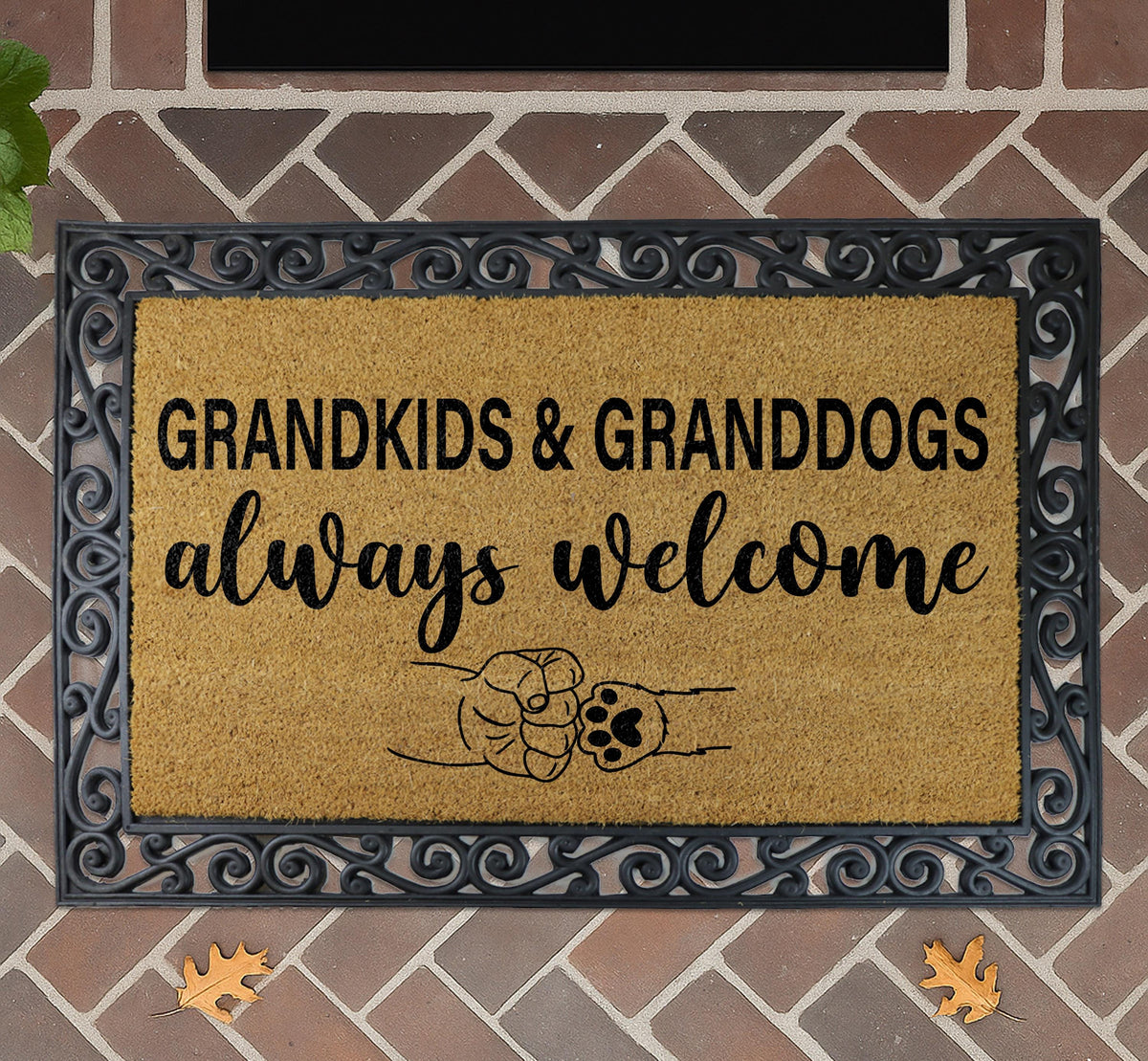 Grandkids & Granddogs Always Welcome Mat, Grandparent Gifts, Dog Lover Welcome Mat