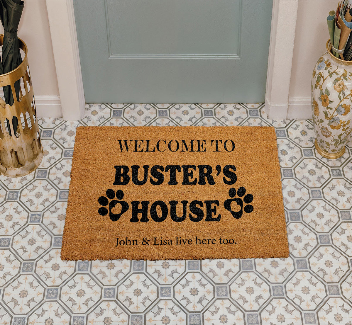 Personalized Dog Coco Doormat, Custom Pet Name Welcome Mat, Unique Pet Lover Gift
