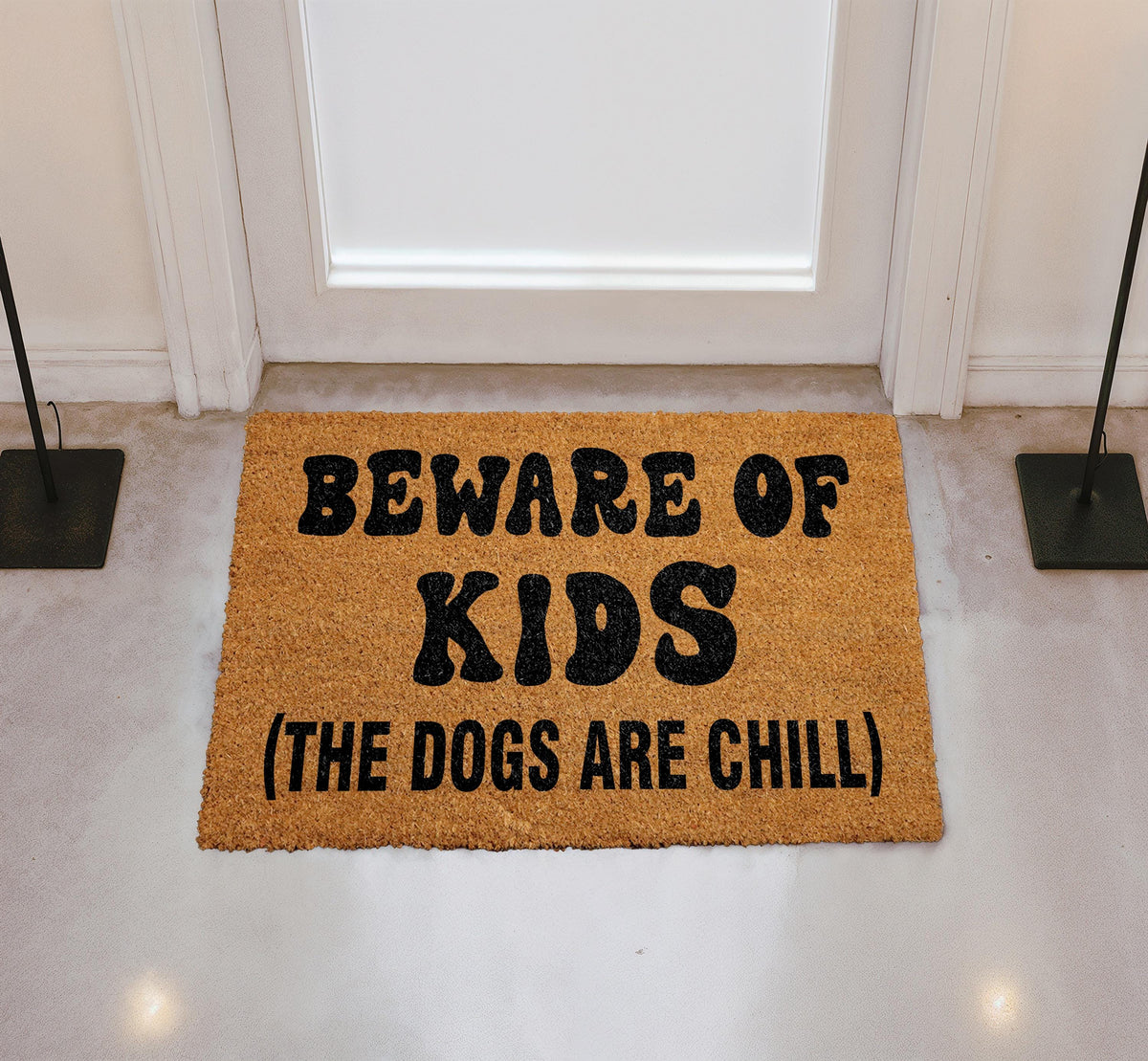 Funny Beware of Kids Doormat, Humorous Family Welcome Mat, New Parents Gift, Coir Entryway Mat