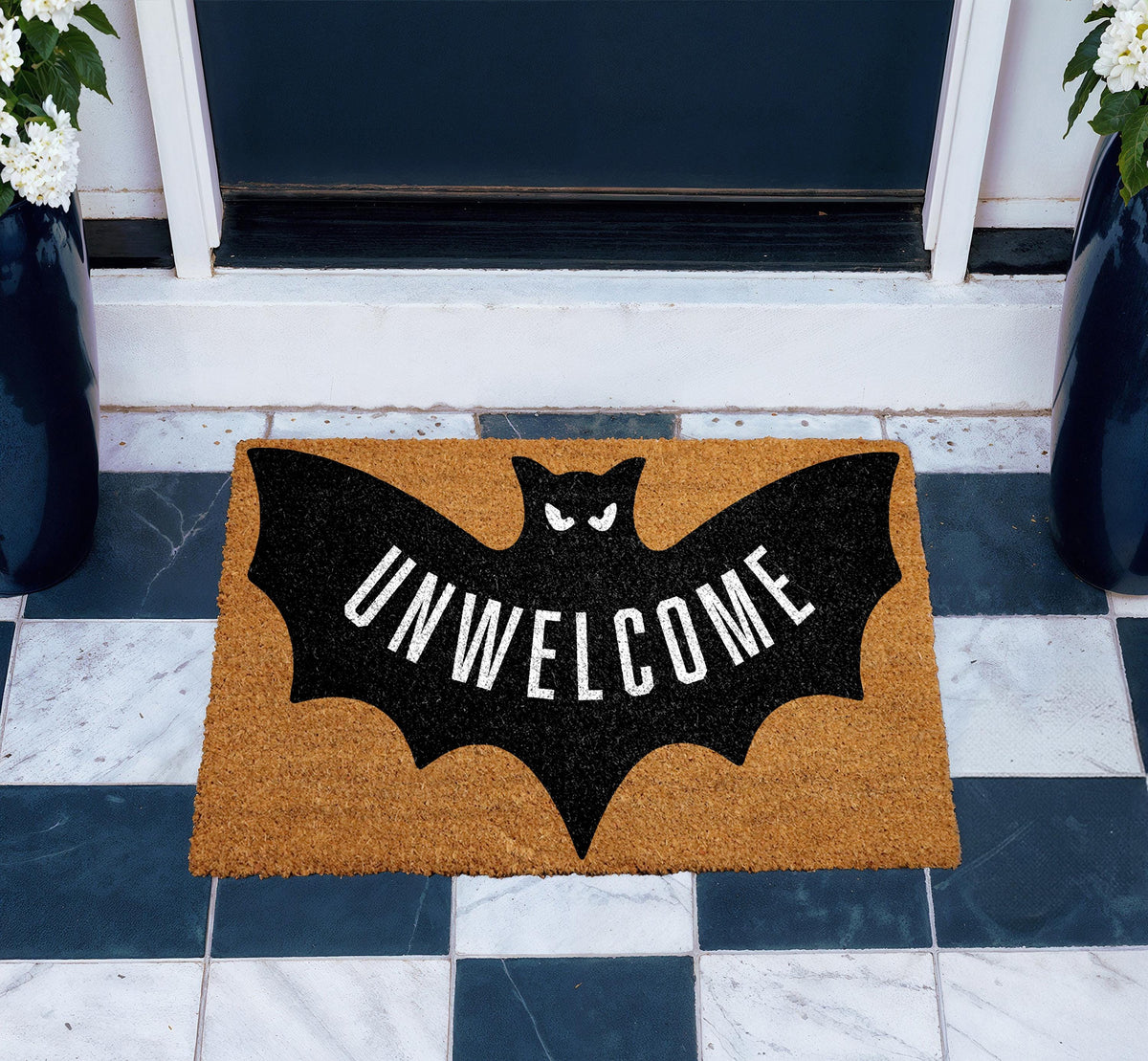 Halloween Unwelcome Mat, Funny Bat Doormat, Spooky Front Door Decor, Gothic Halloween Gift