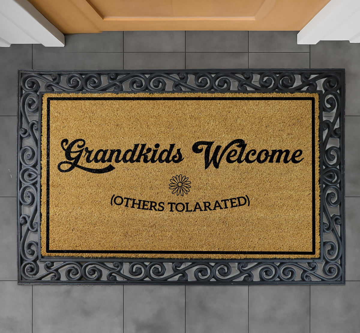 Grandkids Welcome Others Tolerated Doormat, Funny Grandparent Gift, Nana and Papas Home Decor