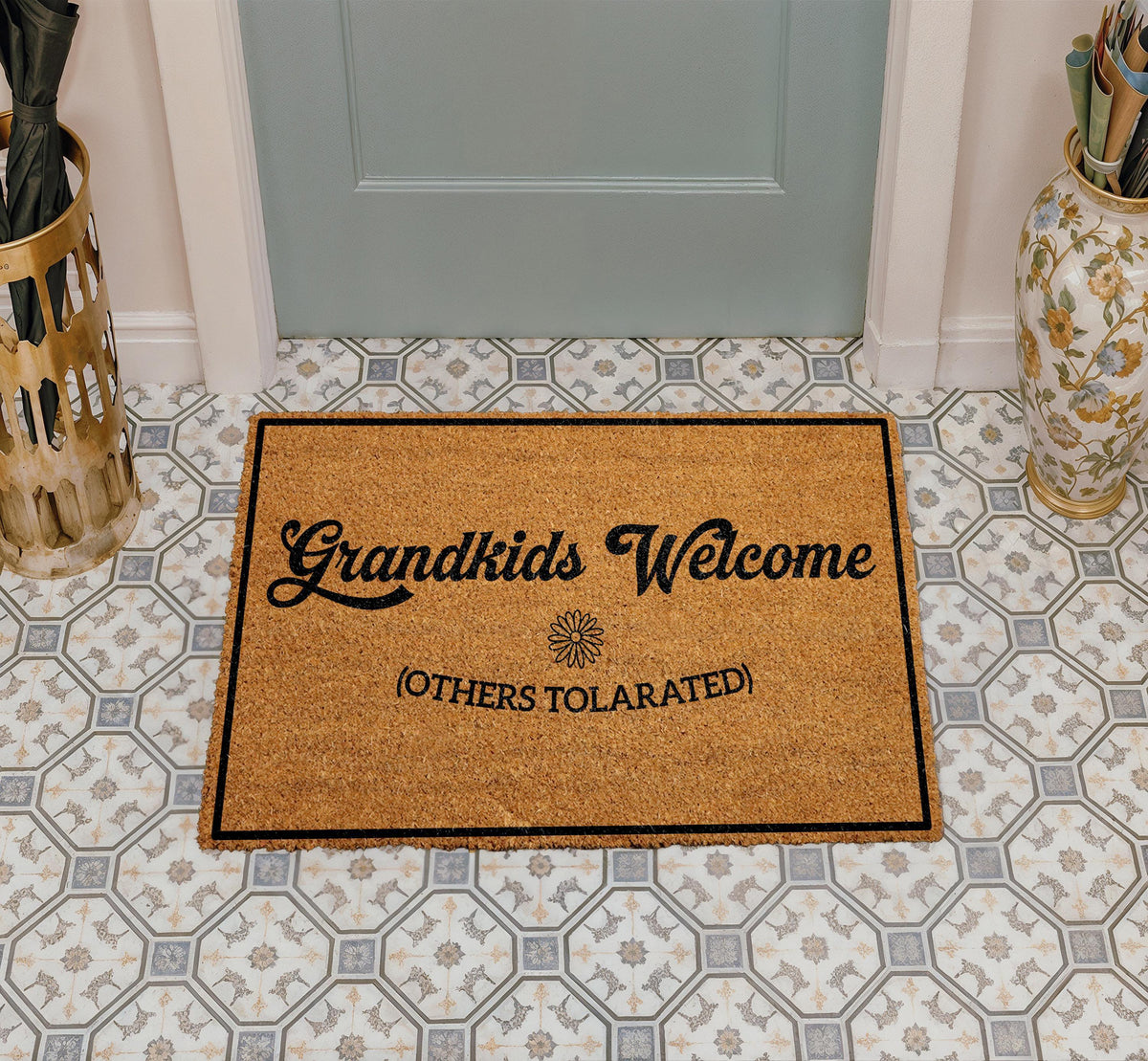 Grandkids Welcome Others Tolerated Doormat, Funny Grandparent Gift, Nana and Papas Home Decor