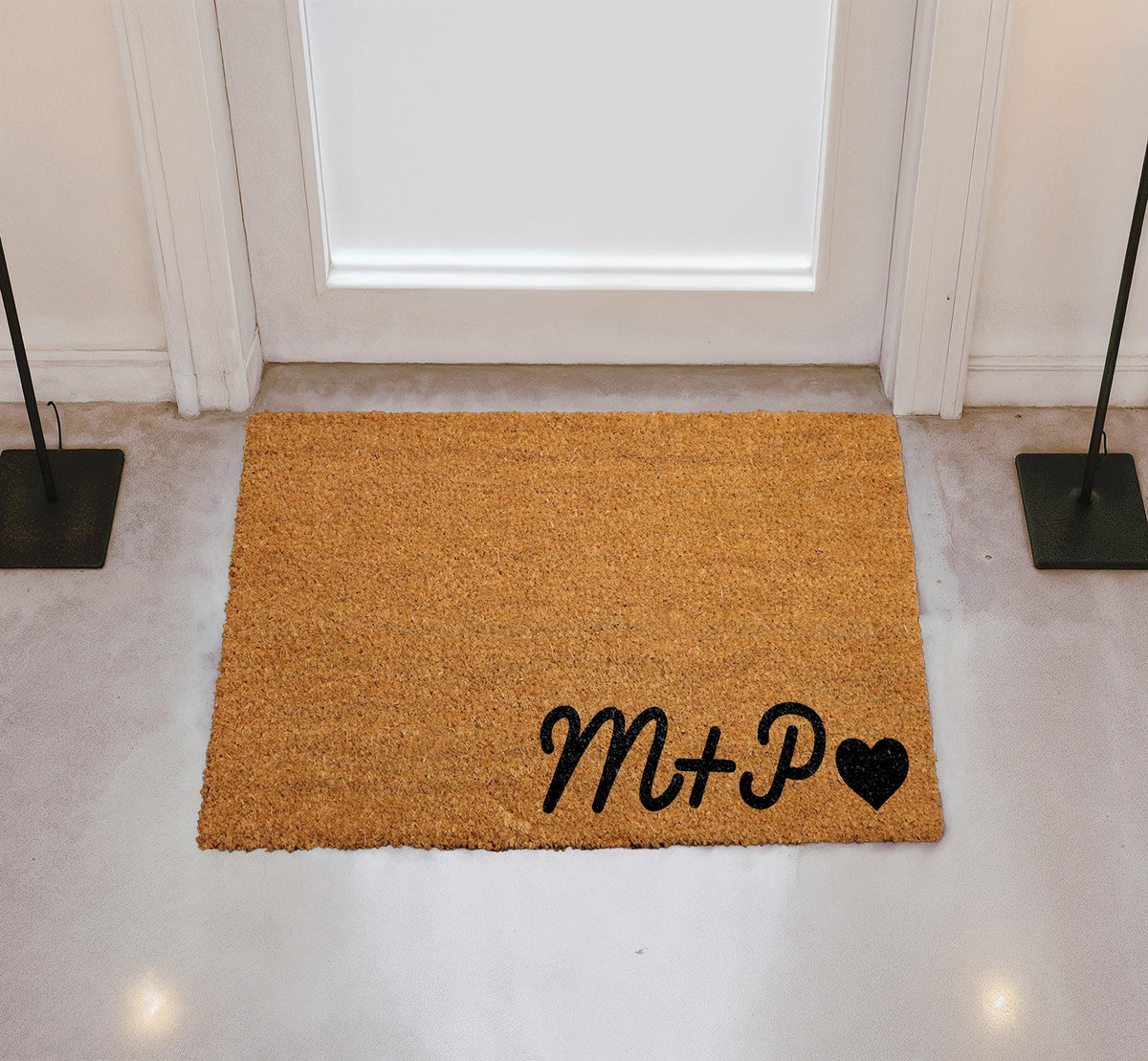 Personalized Doormat with Initials and Heart, Custom Welcome Door Mat, Coir Front Porch Rug