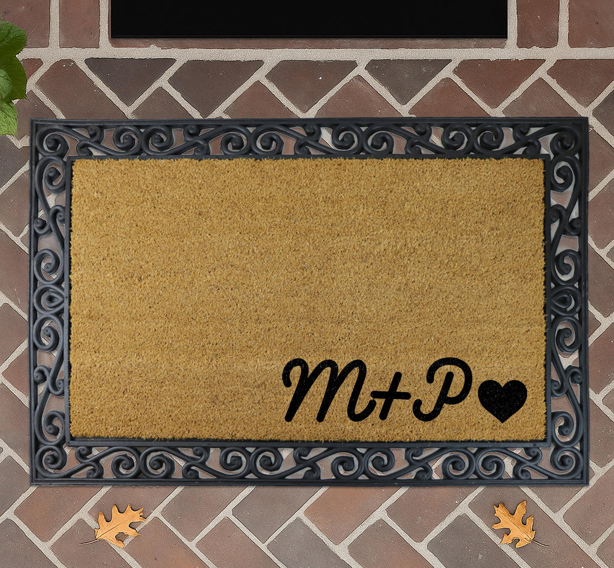 Personalized Doormat with Initials and Heart, Custom Welcome Door Mat, Coir Front Porch Rug