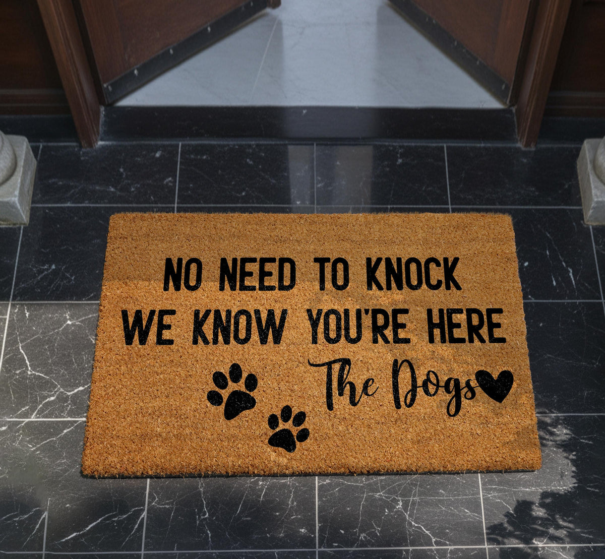 Natural Coir Doormat, Dog Lover Welcome Mat, Farmhouse Entryway Decor
