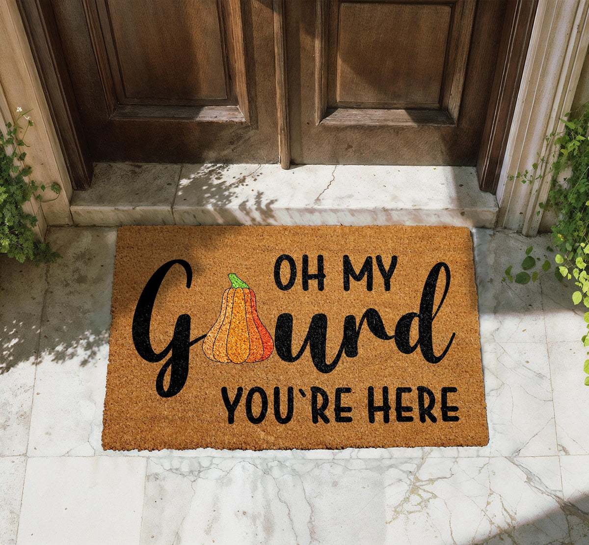 Oh My Gourd You're Here Doormat, Autumn Front Porch Decor, Funny Fall Welcome Mat