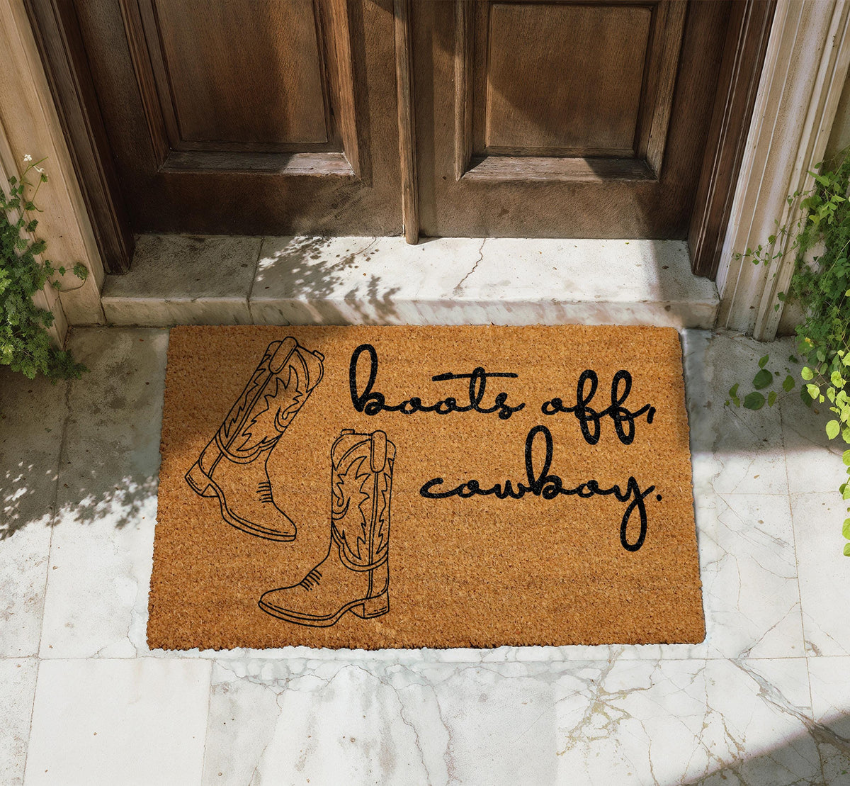Boots Off Cowboy Doormat, Western Welcome Mat, Southern Home Decor, Ranch Outdoor Coir Mat