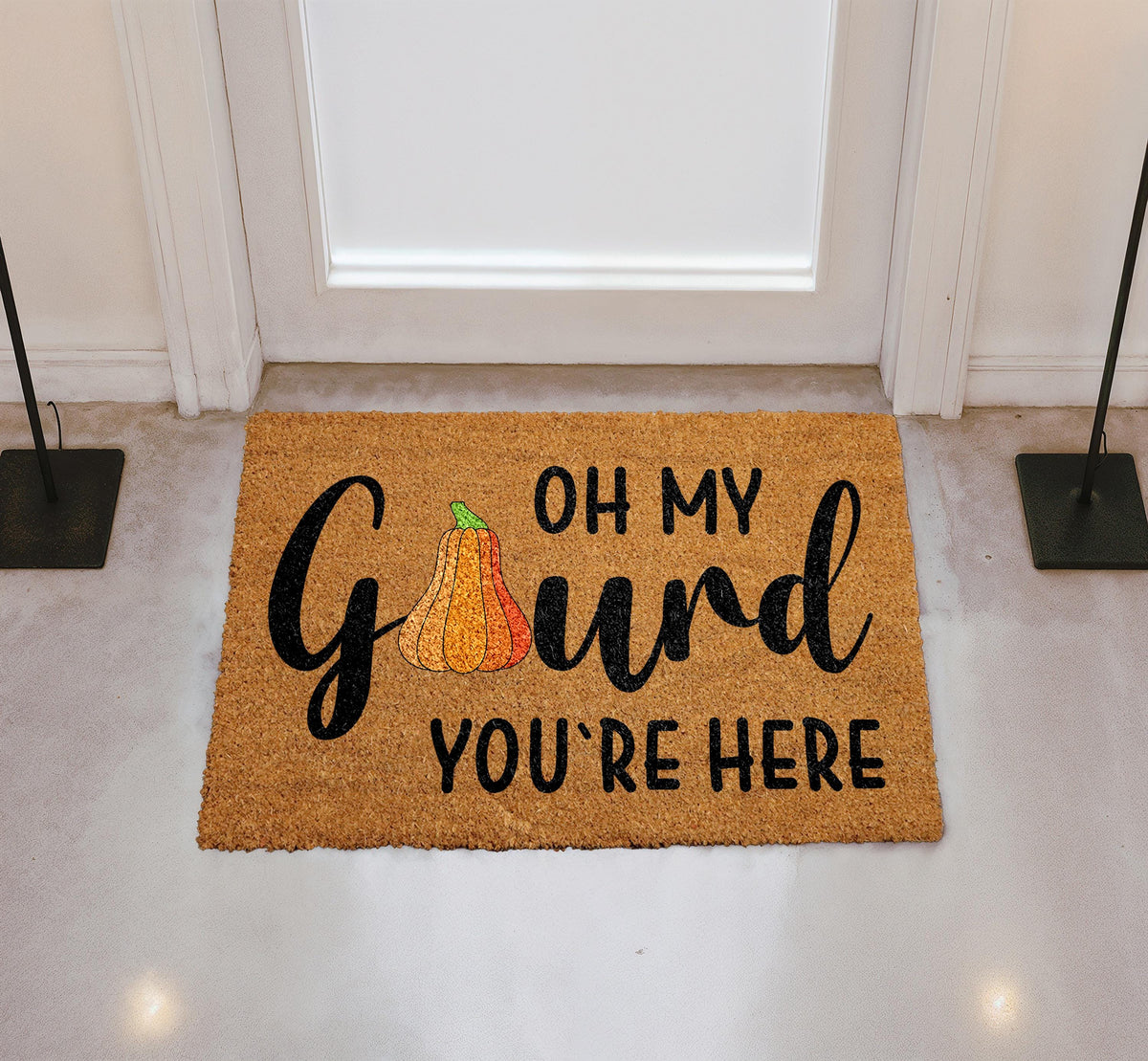 Oh My Gourd You're Here Doormat, Autumn Front Porch Decor, Funny Fall Welcome Mat