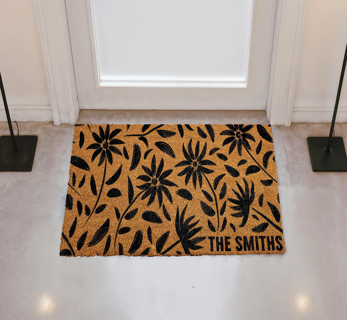 Custom Modern Floral Doormat, Minimalist Botanical Welcome Mat