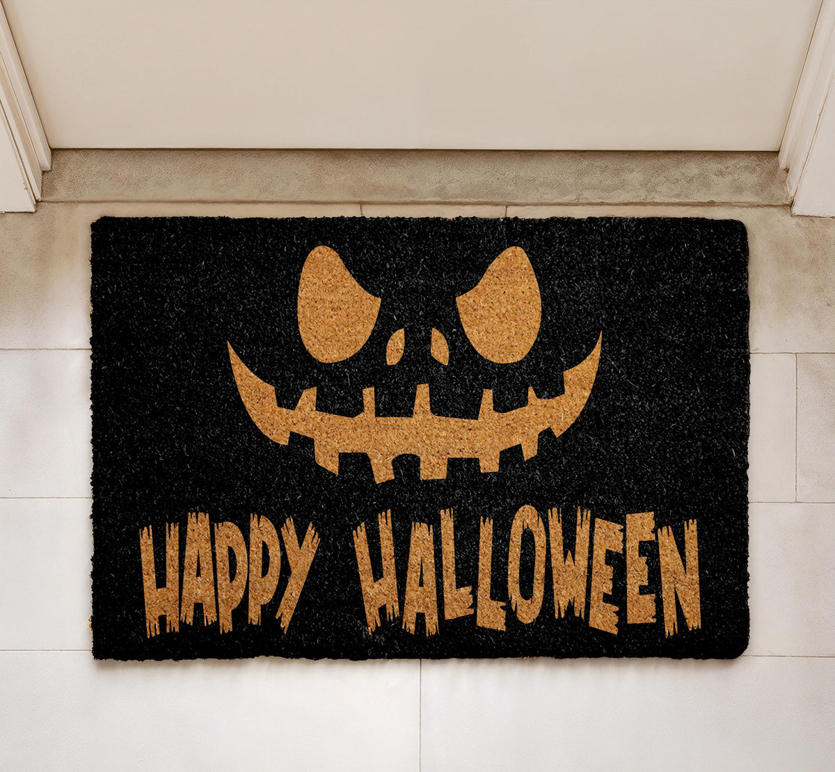 Happy Halloween Doormat, Spooky Pumpkin Welcome Mat, Fall Entryway Coir Mat