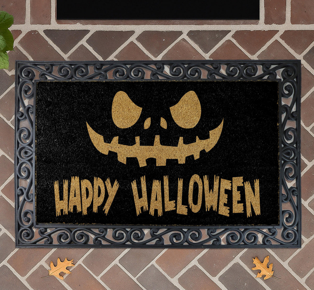Happy Halloween Doormat, Spooky Pumpkin Welcome Mat, Fall Entryway Coir Mat