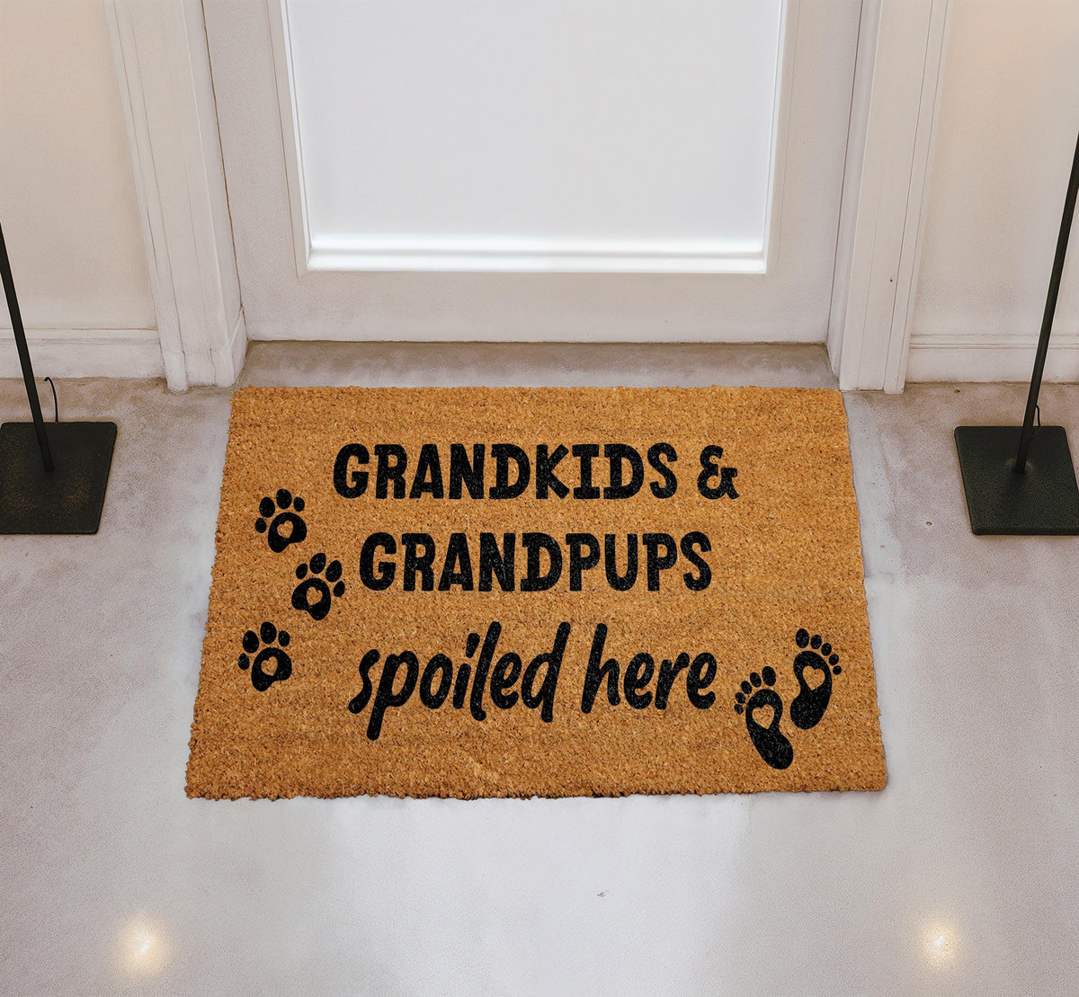 Grandkids and Grandpups Spoiled Here Doormat, Grandparents Welcome Mat