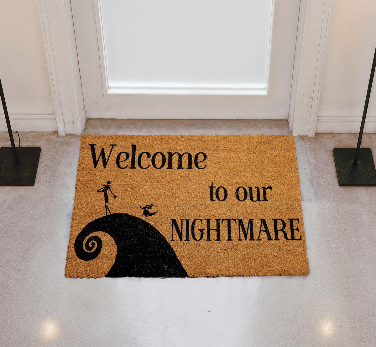 Welcome to Our Nightmare Doormat, Spooky Halloween Welcome Mat, Horror Movie Inspired Door Mat